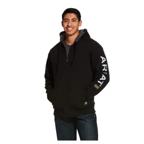 10027833 Ariat Men's Rebar All Weather Full Zip Hoodie Sweatshirt- Black