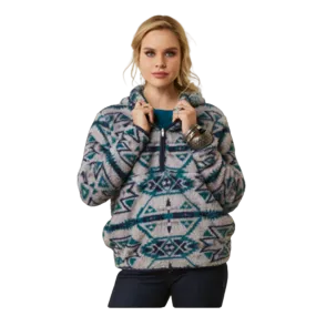 10046134 Ariat Women's R.E.A.L. Berber Pullover Sweatshirt - Rocky Mountain Print
