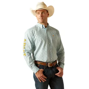 10051522 Ariat Men's Team Colton Classic Fit Long Sleeve Buttondown Shirt - Aqua