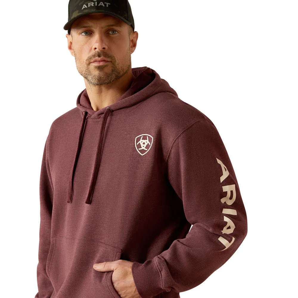 10052768 Ariat Men's Ariat Logo Hoodie - Malbec Heather/Soft White