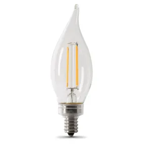 10W (100W Replacement) Soft White (2700K) E12 Base BA10 Flame Tip Filament LED Light Bulb (2-Pack)