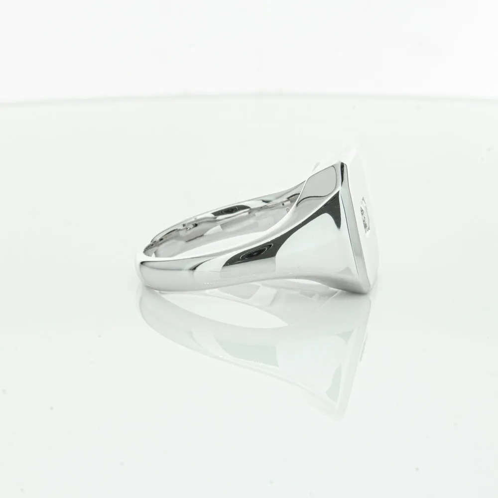 14ct White Gold .30ct Diamond Mens Signet Ring