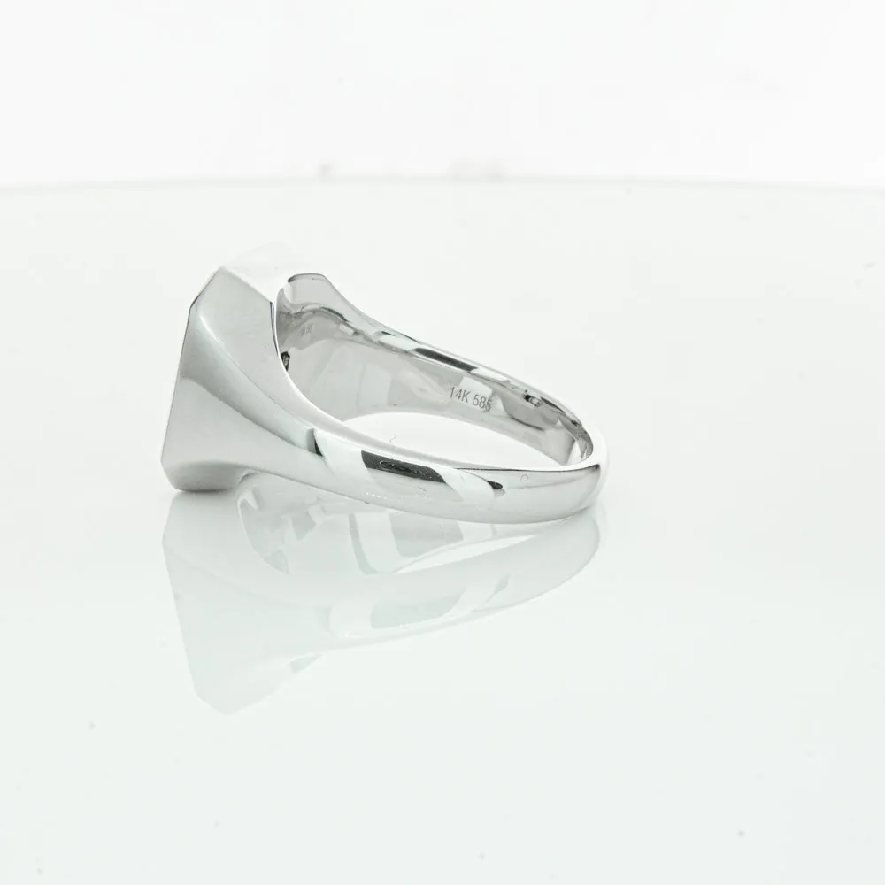 14ct White Gold .30ct Diamond Mens Signet Ring