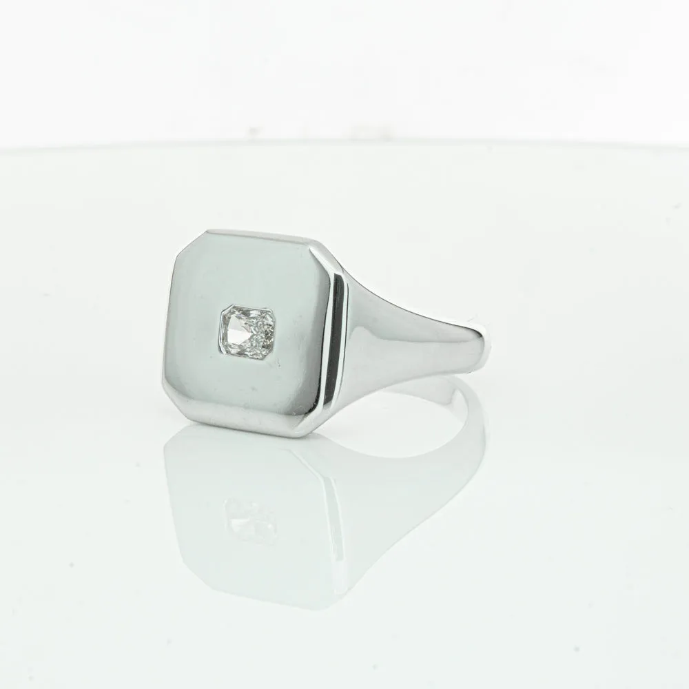14ct White Gold .30ct Diamond Mens Signet Ring