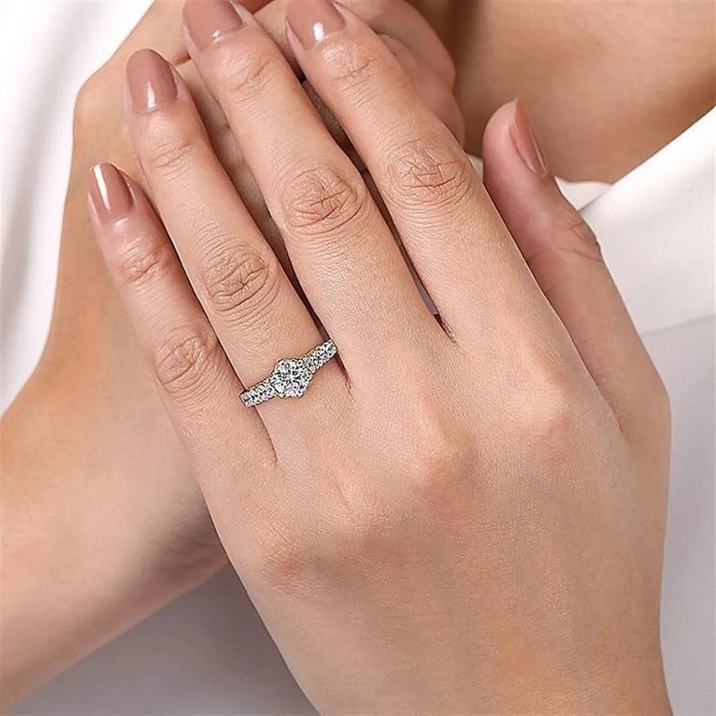 14K White Gold 'Basia' Classic Round Diamond Engagement Ring