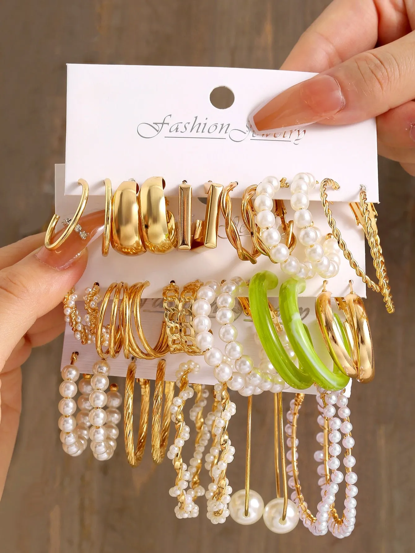 15pairs Faux Pearl Decor Earrings