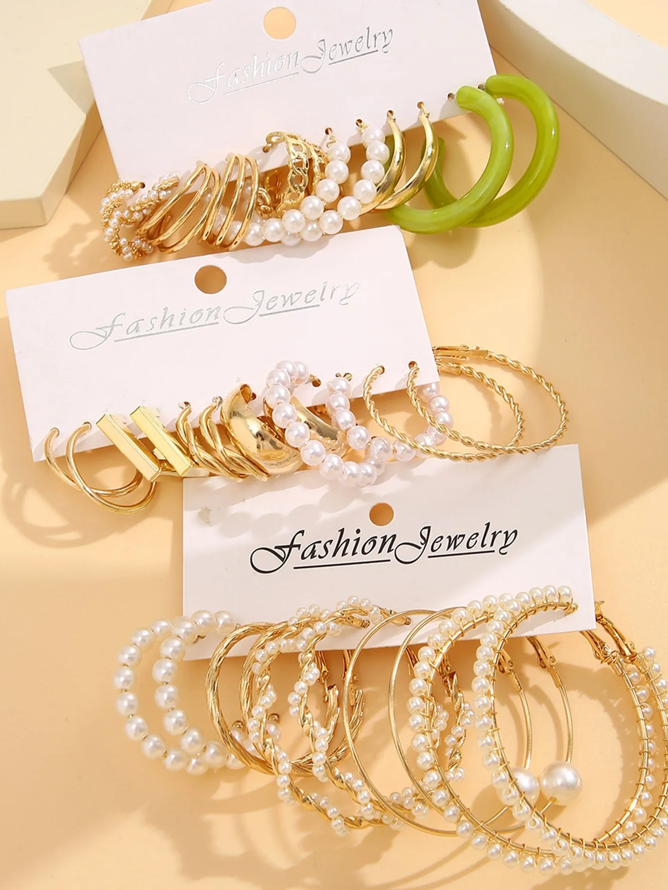 15pairs Faux Pearl Decor Earrings