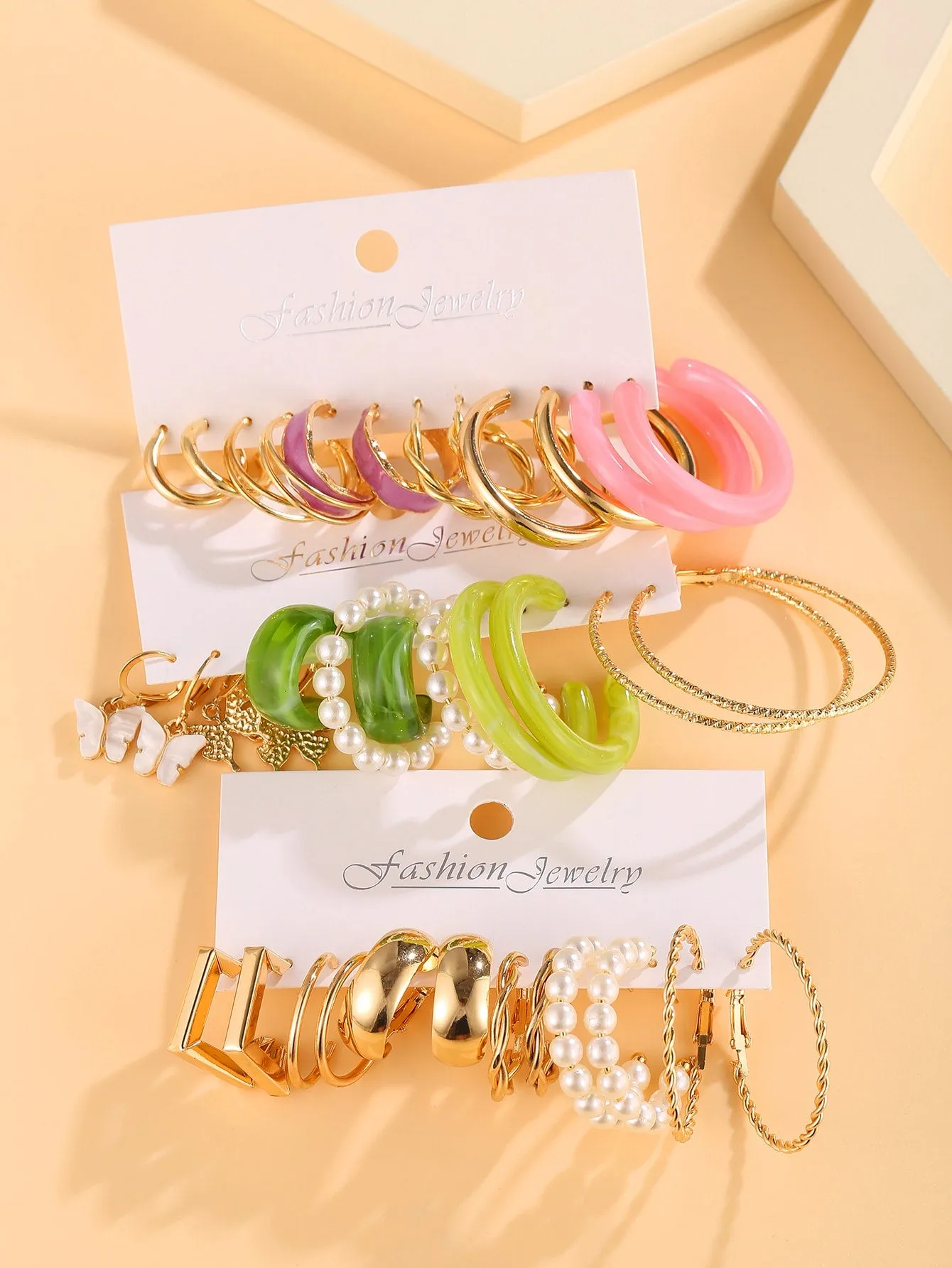 15pairs Faux Pearl Decor Earrings