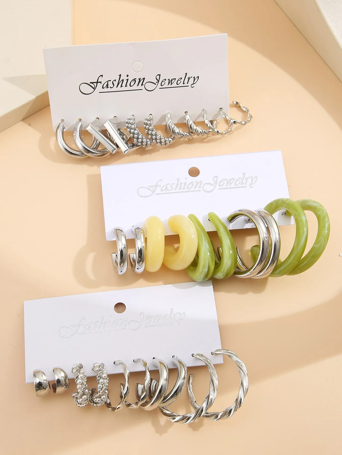 15pairs Faux Pearl Decor Earrings