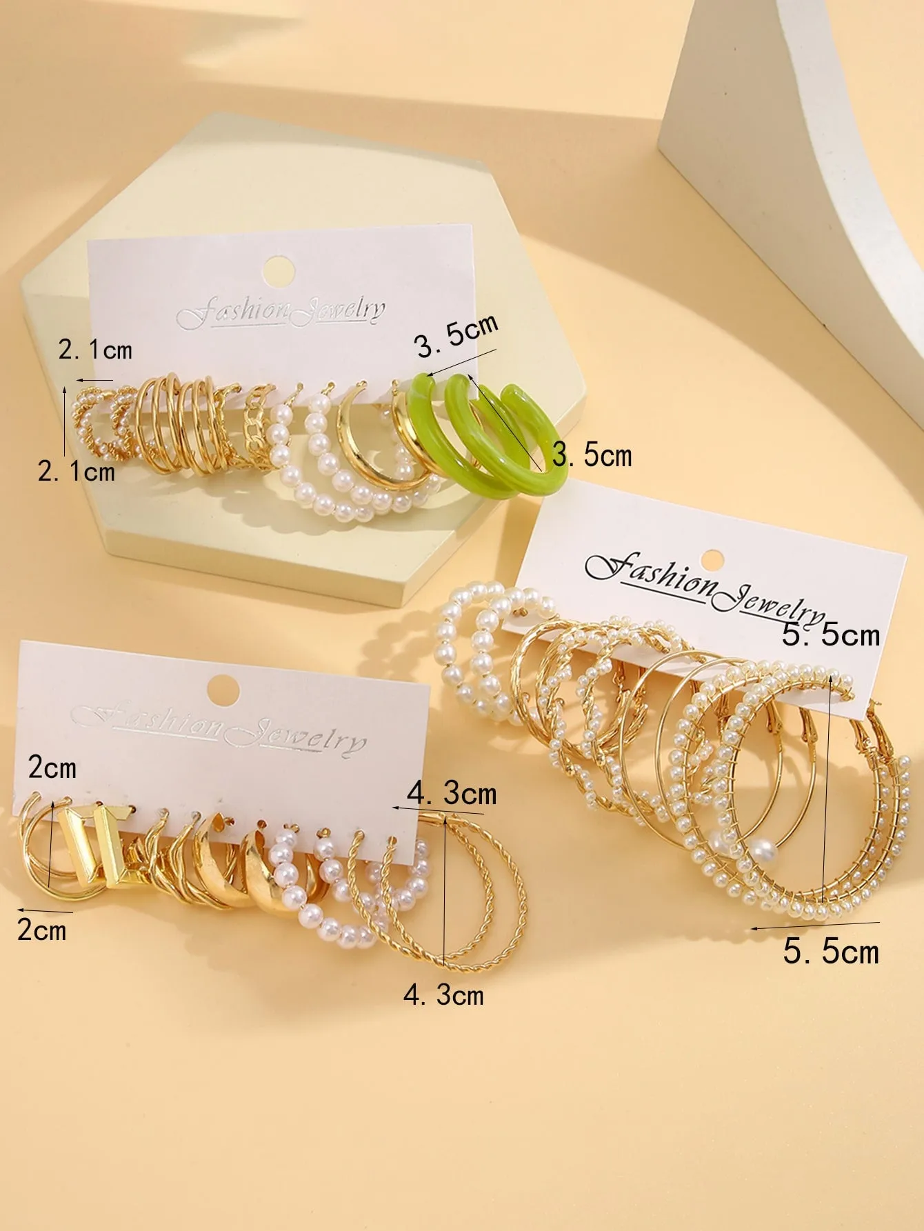 15pairs Faux Pearl Decor Earrings
