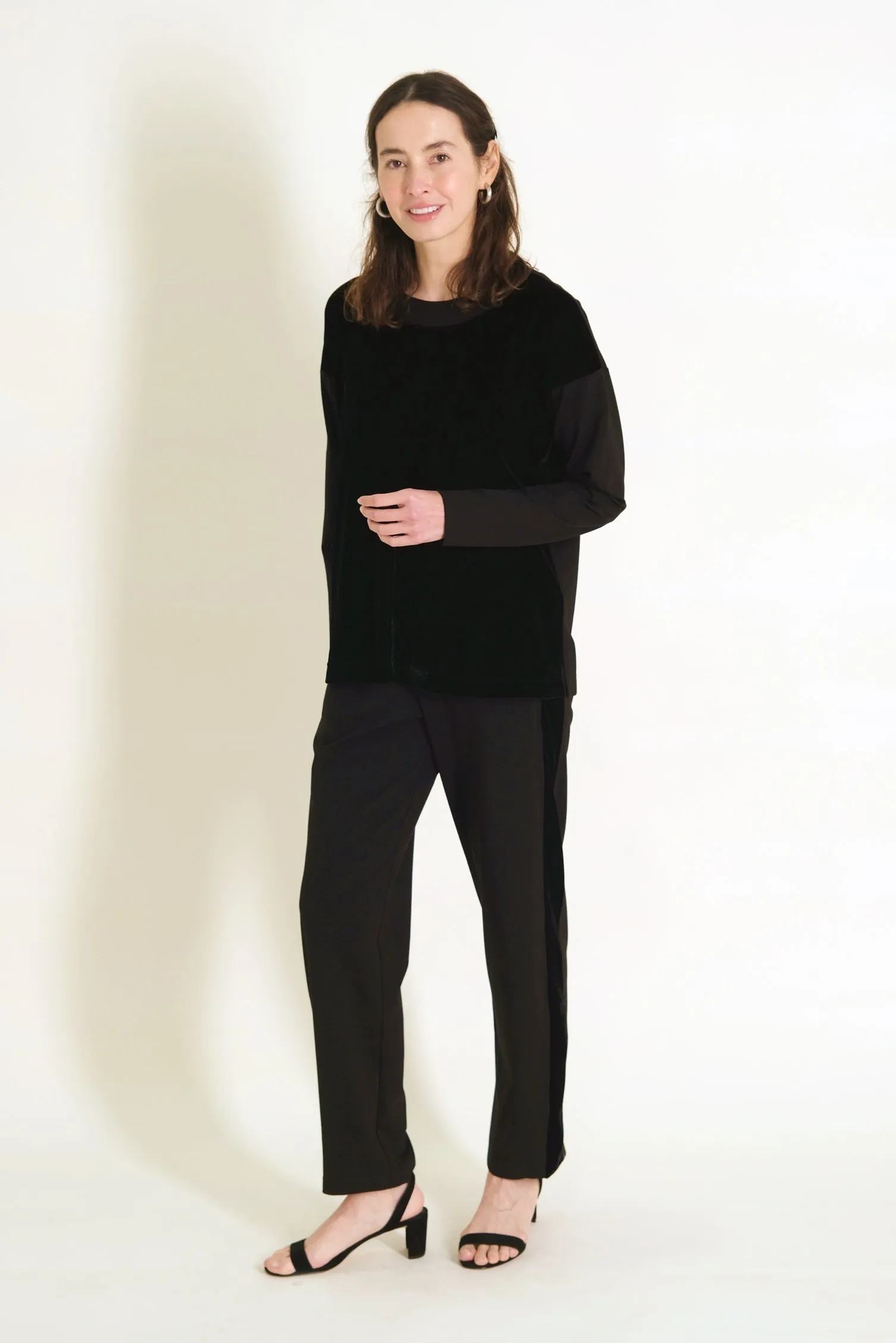 38" Ponte/Velvet Tux Stripe Pant