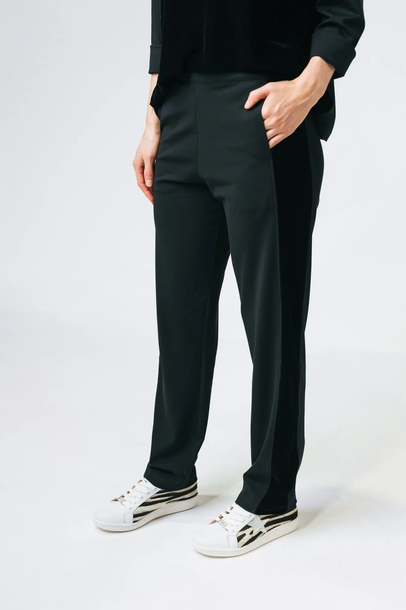 38" Ponte/Velvet Tux Stripe Pant