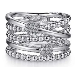 925 Sterling Silver White Sapphire Cris-Cross Ring