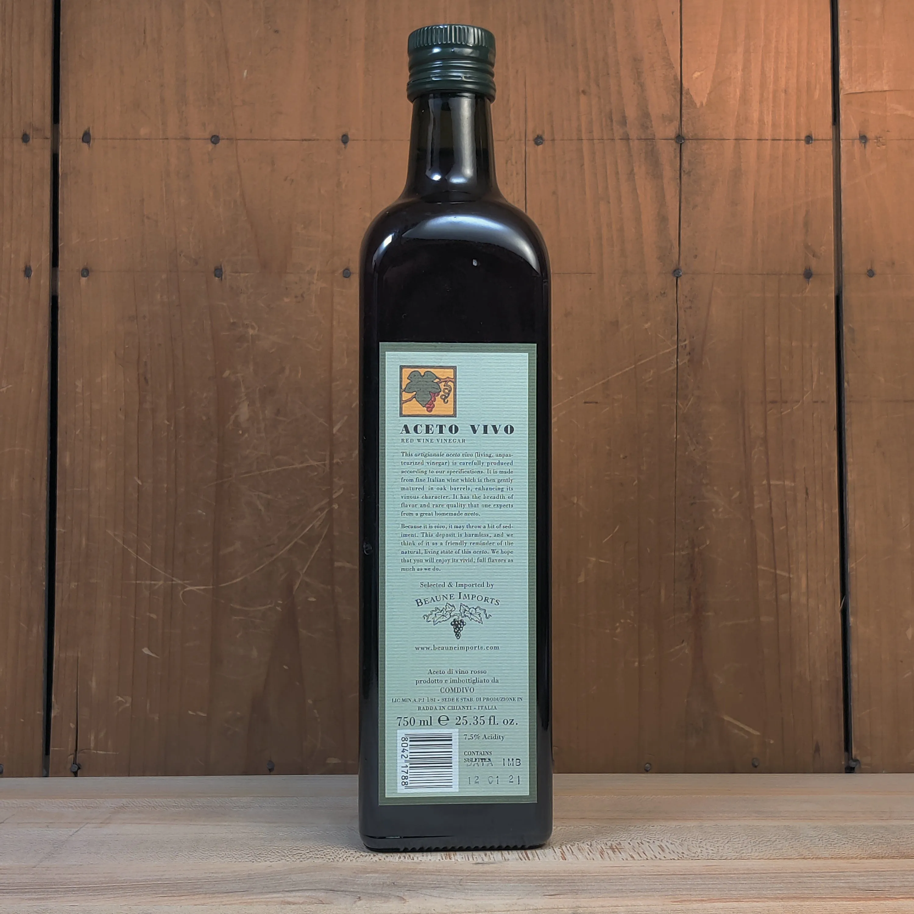 Aceto Vivo Unpasteurized Red Wine Vinegar - 750ml