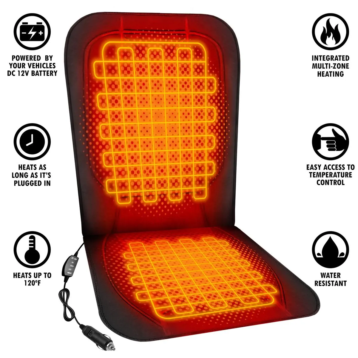 ActionHeat 12V Luxury Heated Car Seat Cushion