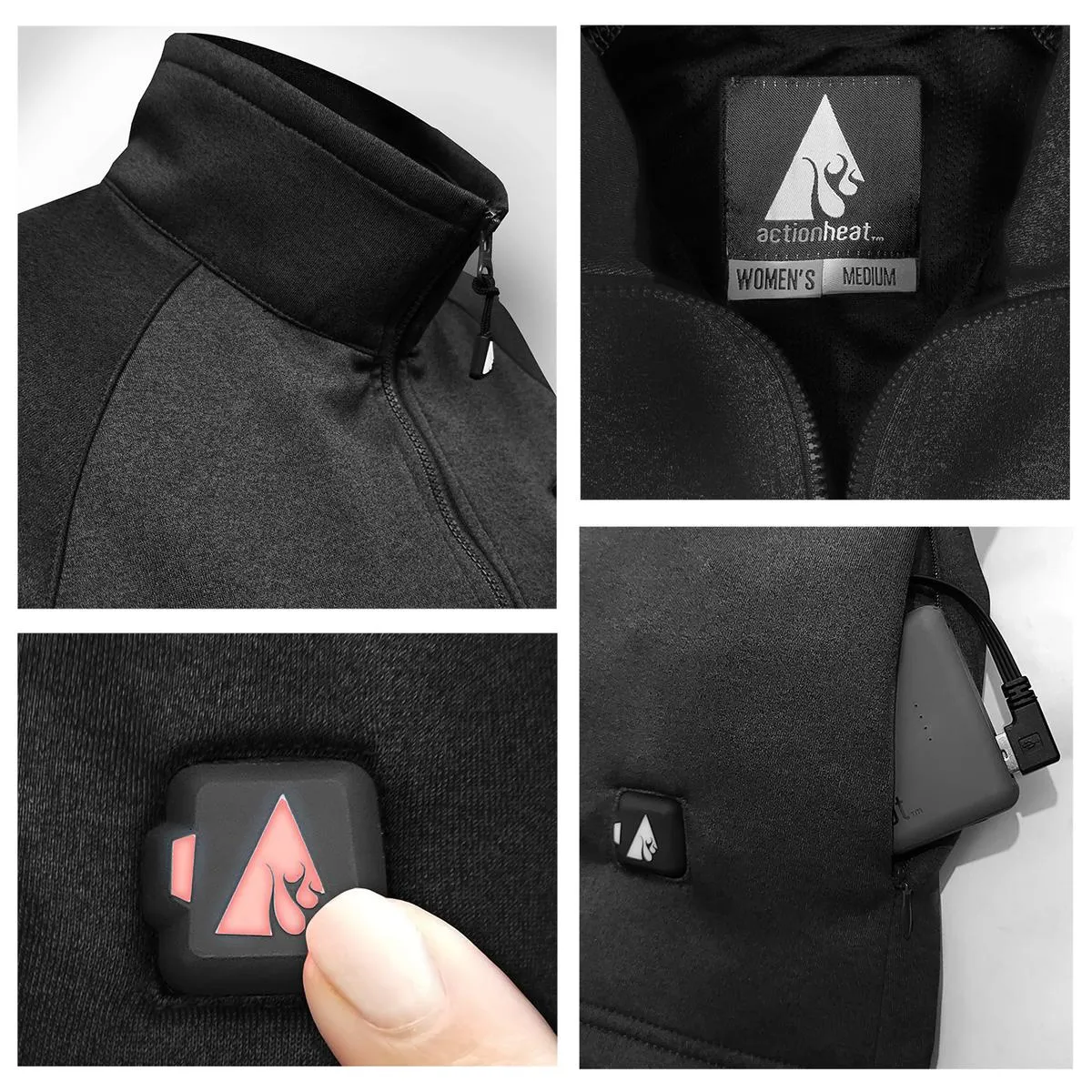ActionHeat 5V Women's 1/2 Zip Pullover Battery Heated Shirt