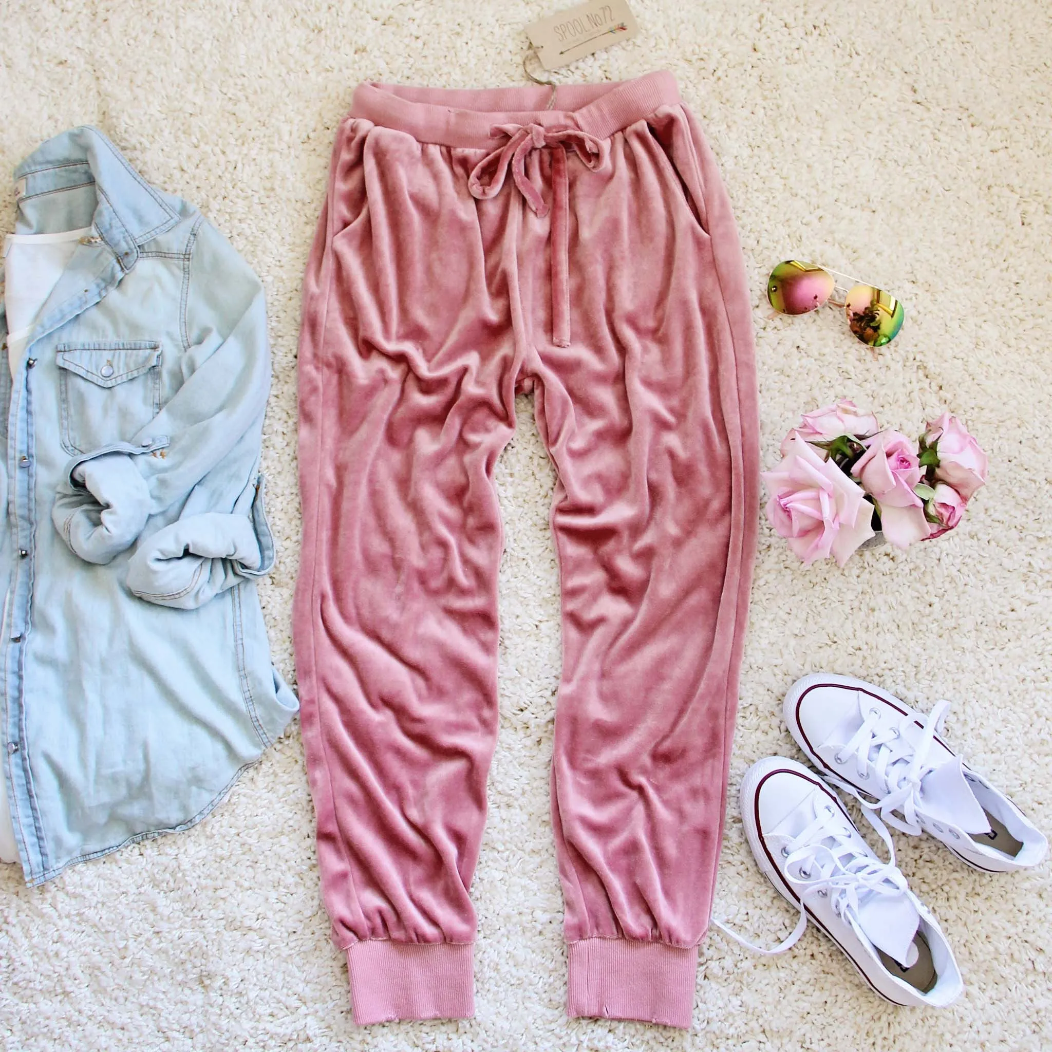 Agave Rose Velvet Joggers