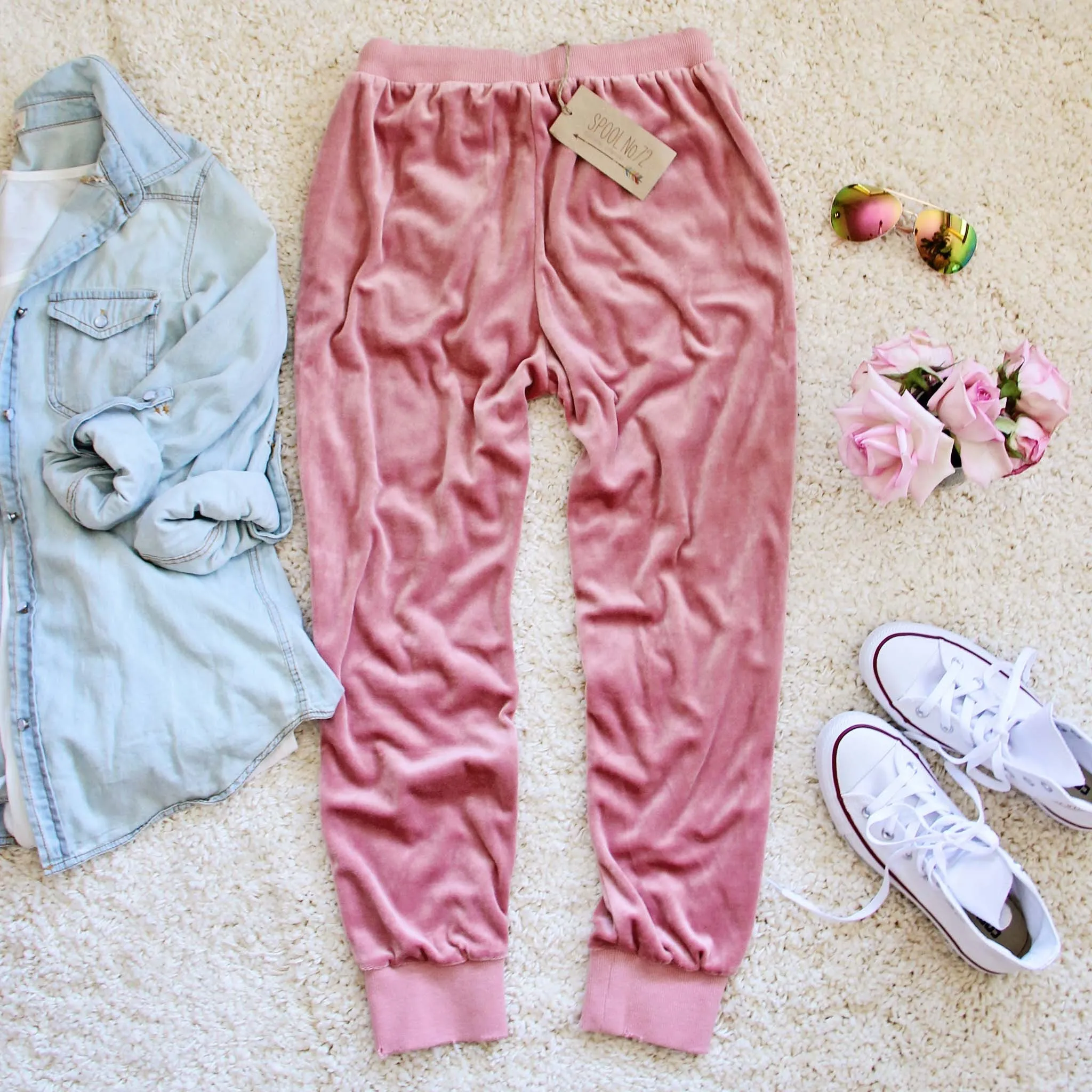 Agave Rose Velvet Joggers