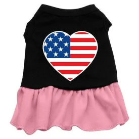American Flag Heart Screen Print Dress Black with Pink XXXL (20)