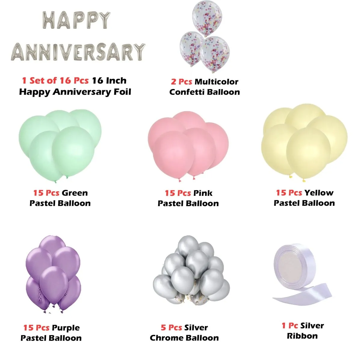 Anniversary Balloon Decoration Pastel 85 Pcs