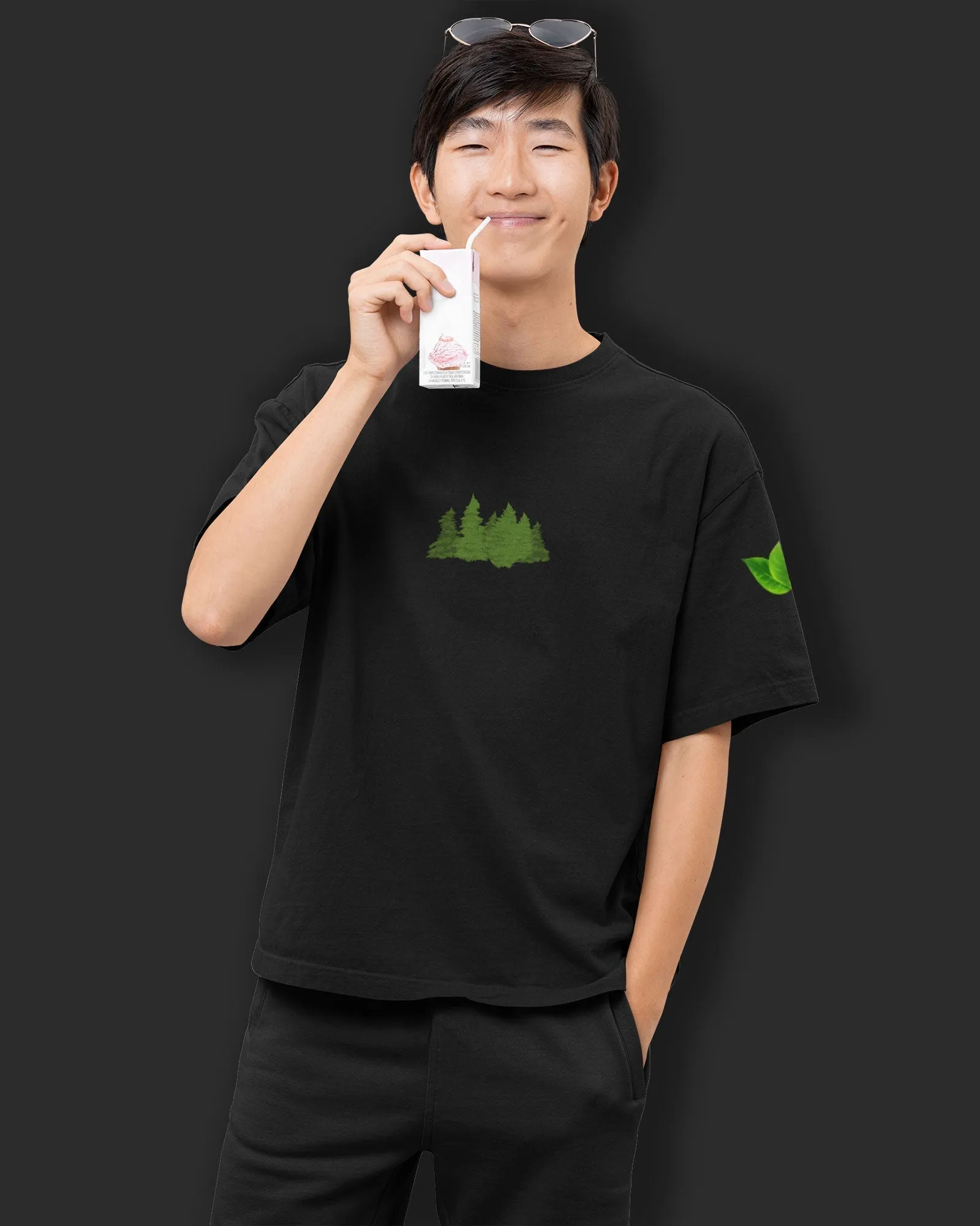 Arboreal Drop Shoulder HW Crew Neck: Black