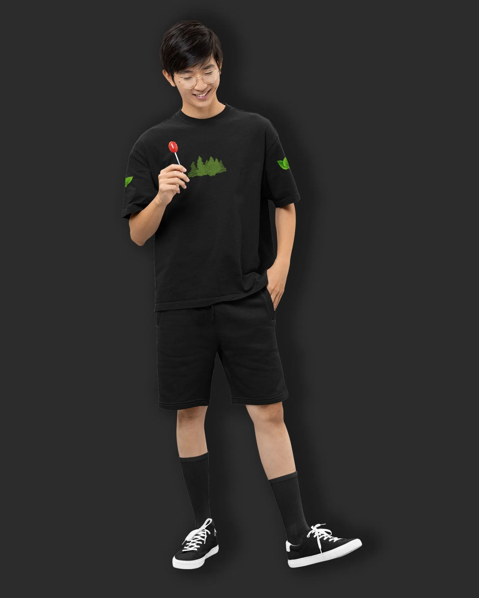 Arboreal Drop Shoulder HW Crew Neck: Black
