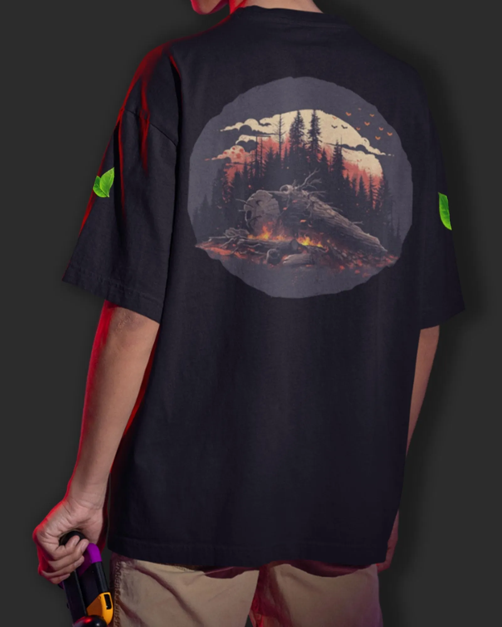 Arboreal Drop Shoulder HW Crew Neck: Black