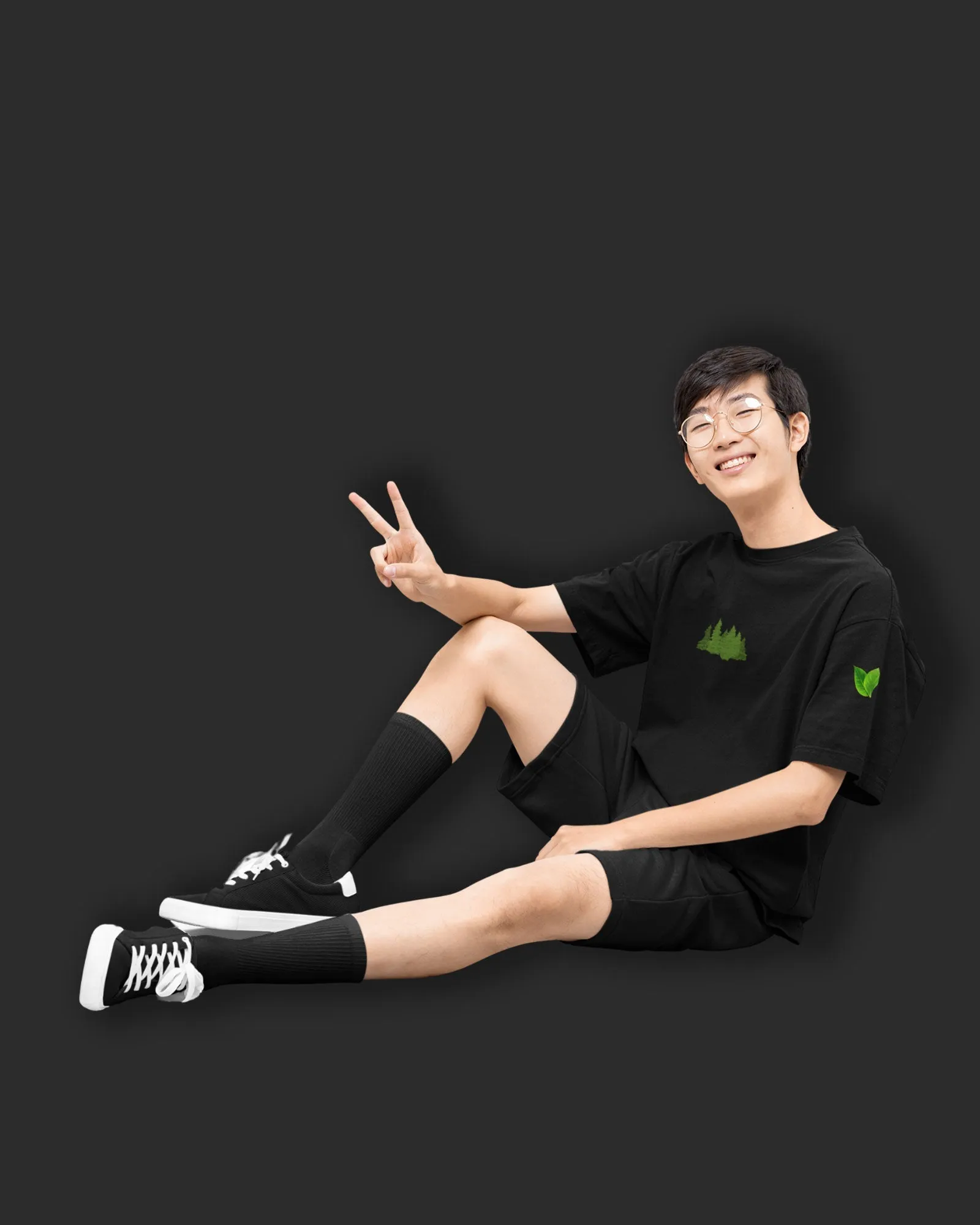 Arboreal Drop Shoulder HW Crew Neck: Black