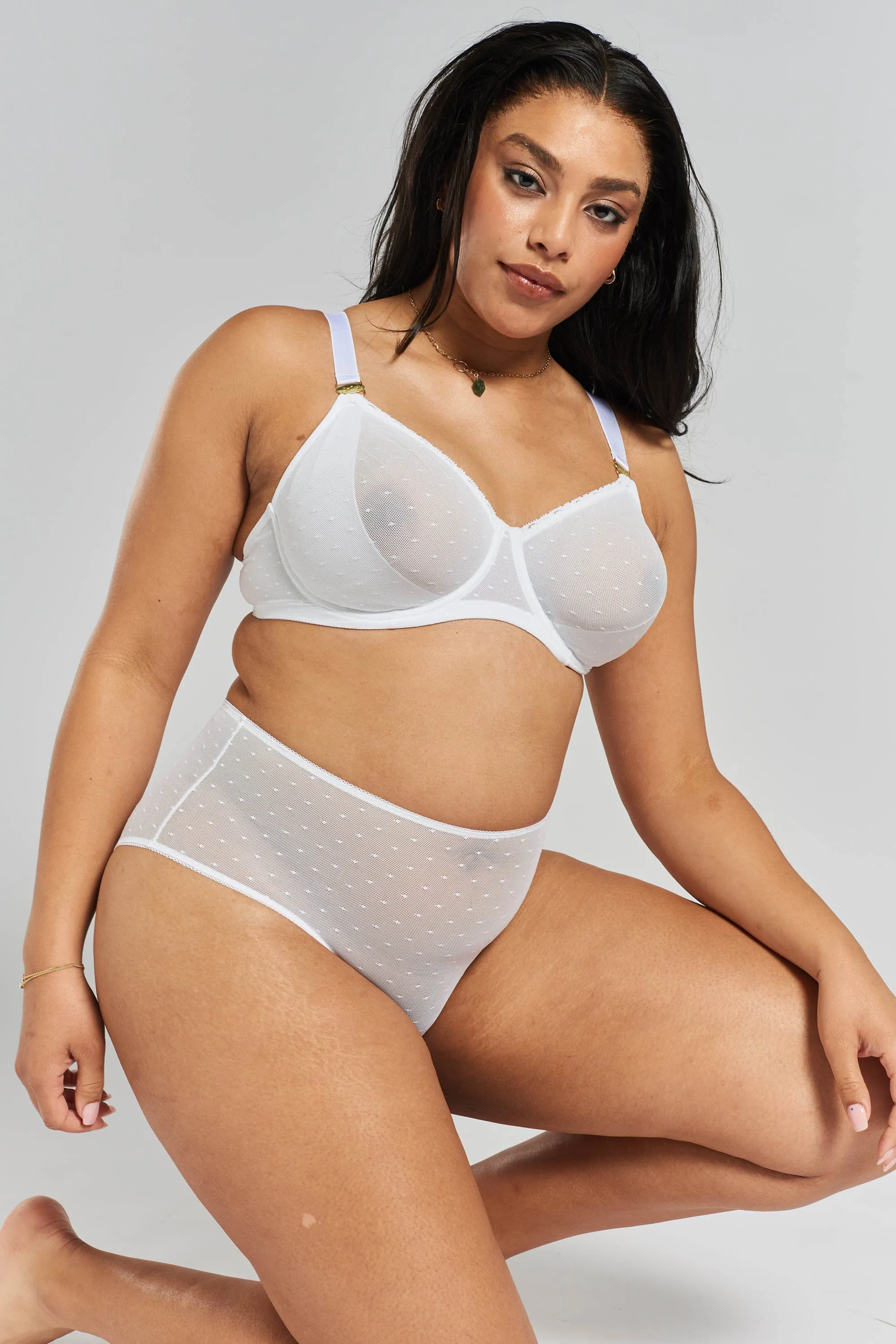 Banksia recycled-tulle high-rise briefs - Glacier White