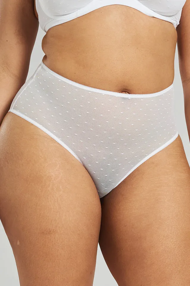 Banksia recycled-tulle high-rise briefs - Glacier White