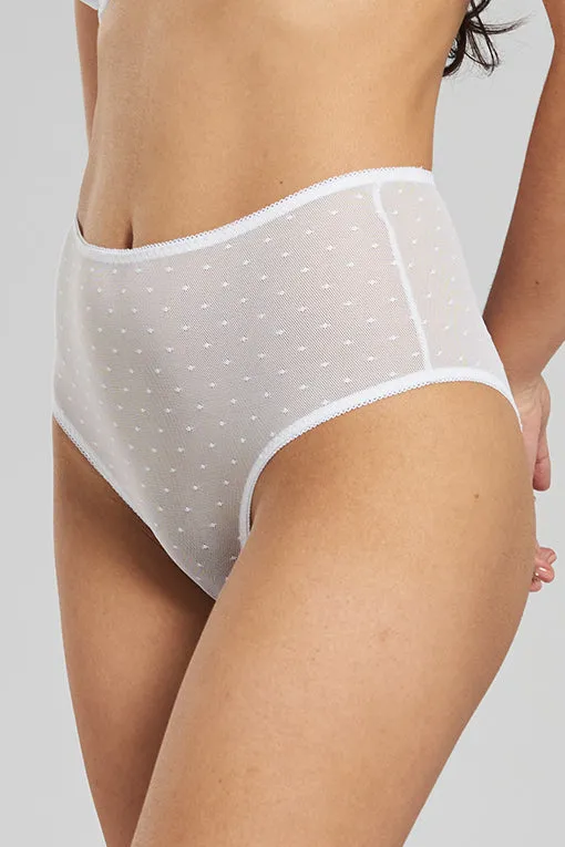 Banksia recycled-tulle high-rise briefs - Glacier White