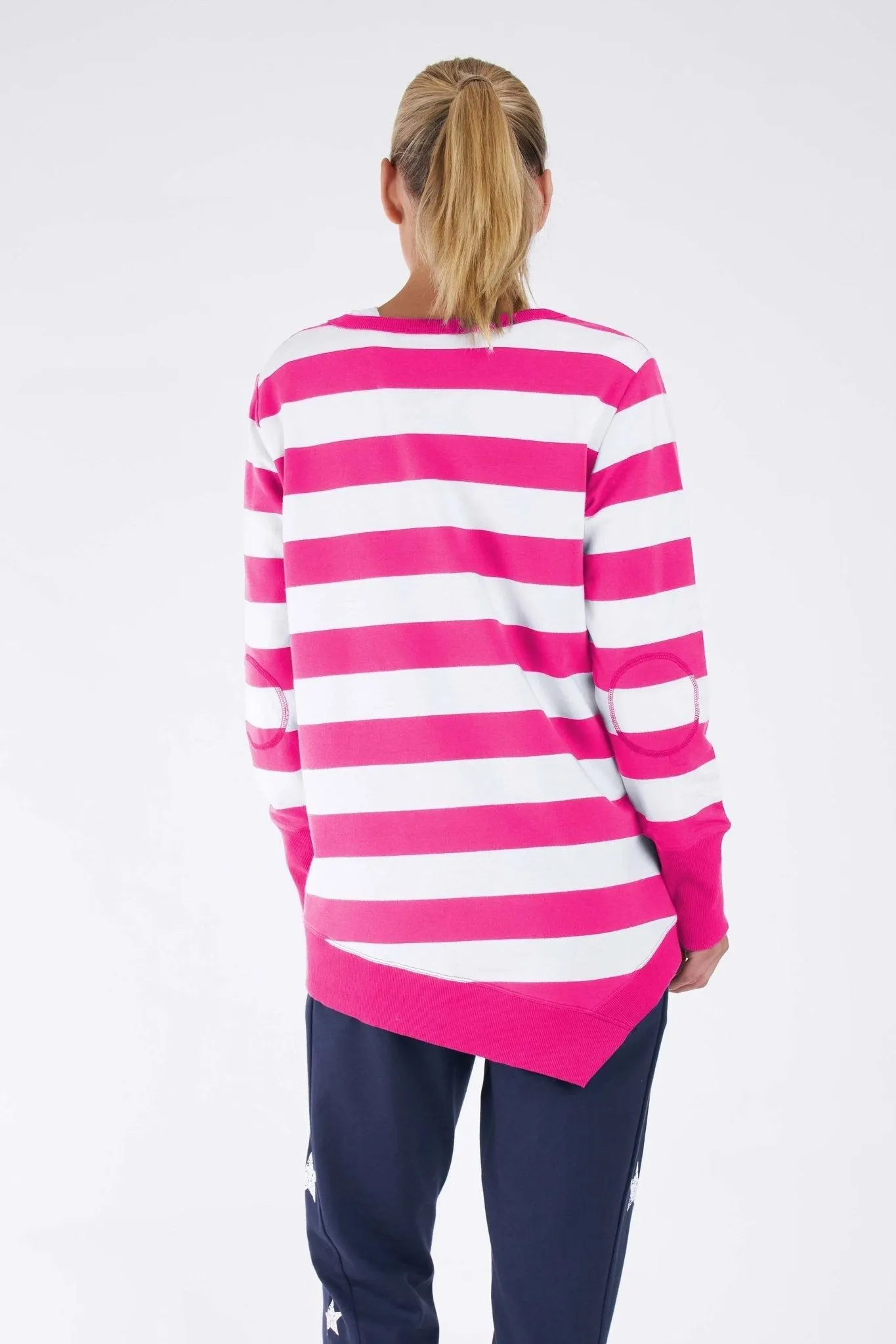 Betty Basics Dolly Sweater in Fuchsia White Stripe