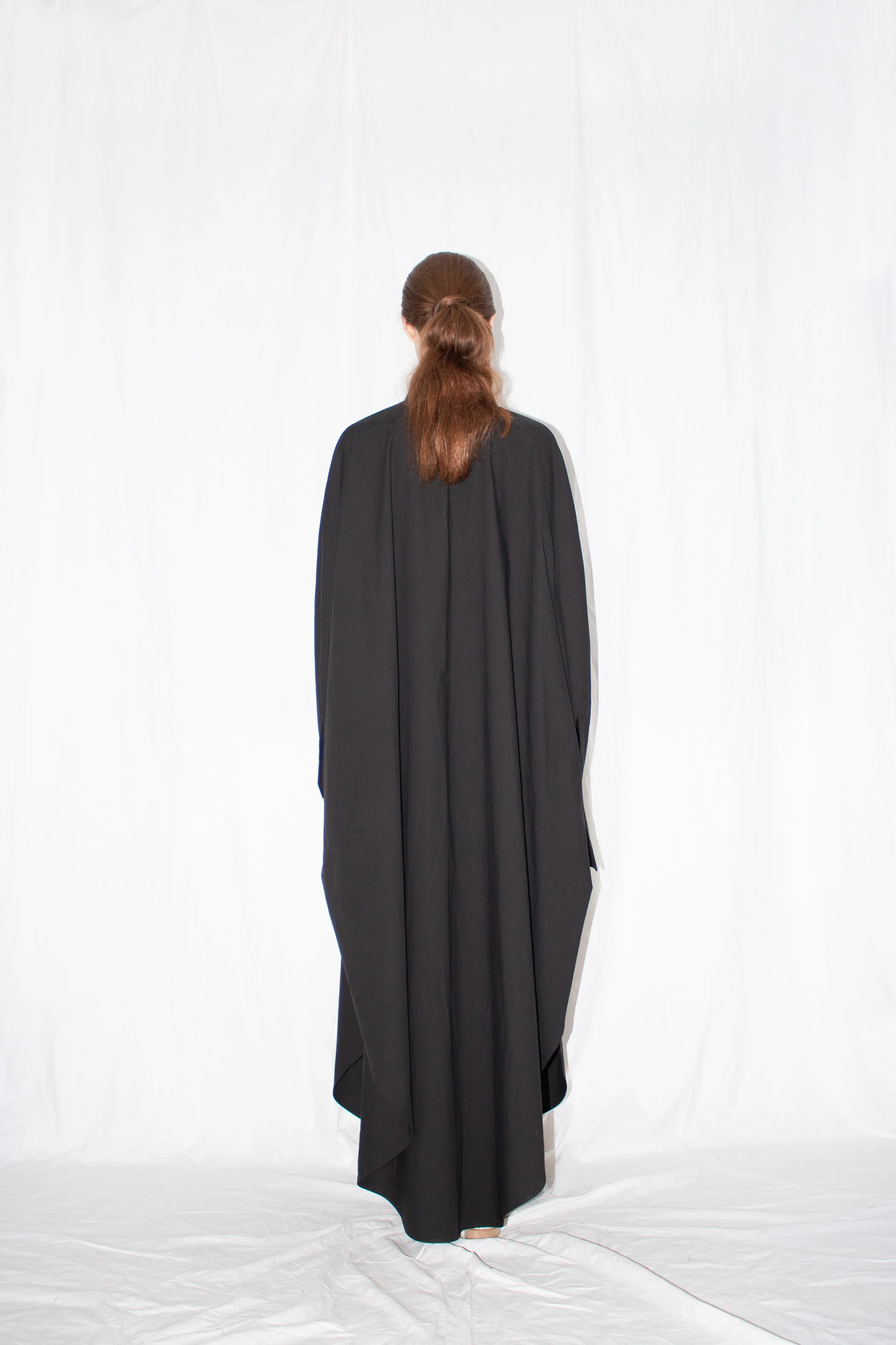Black Elongated Cloak Shirt