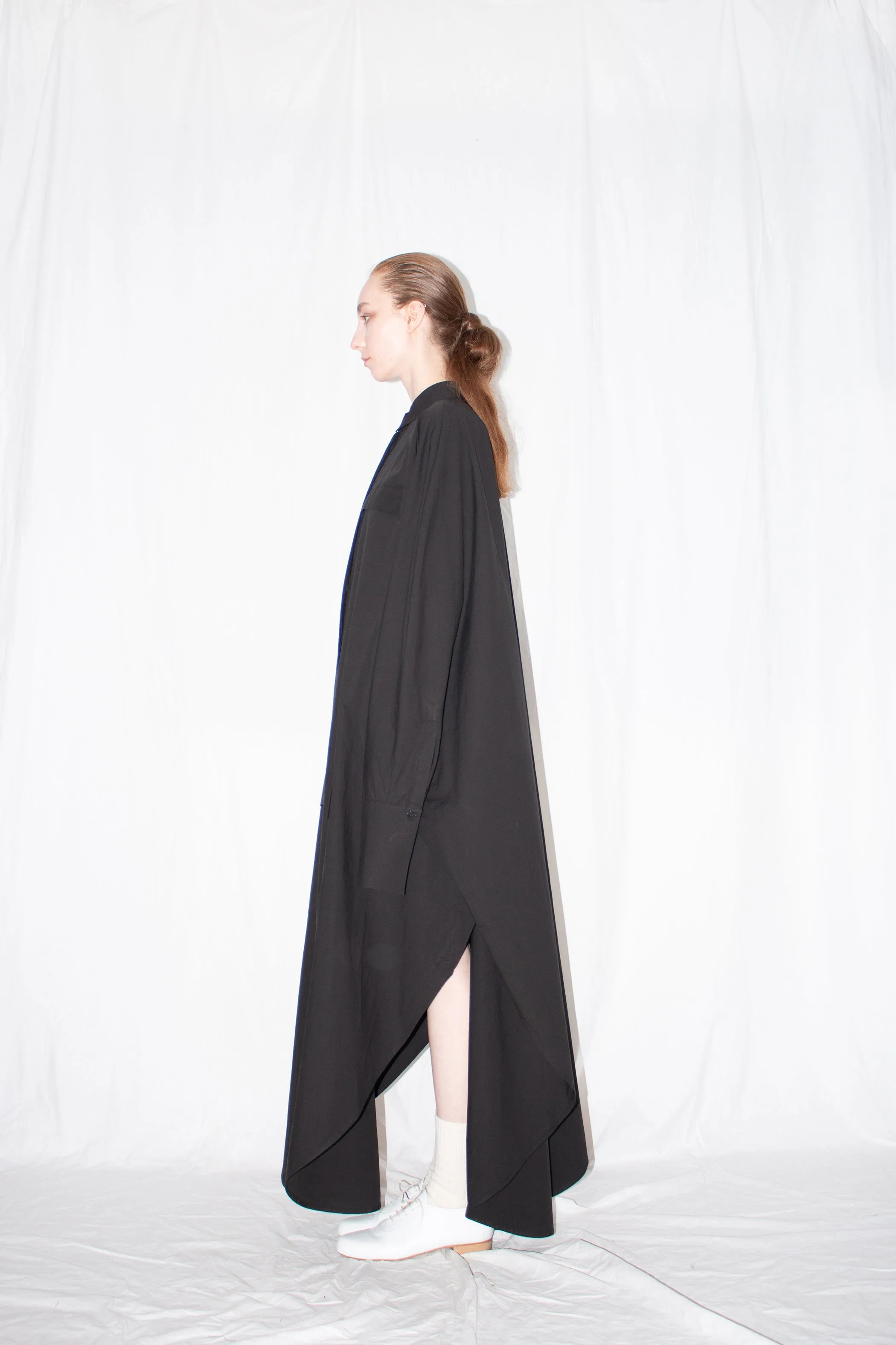 Black Elongated Cloak Shirt