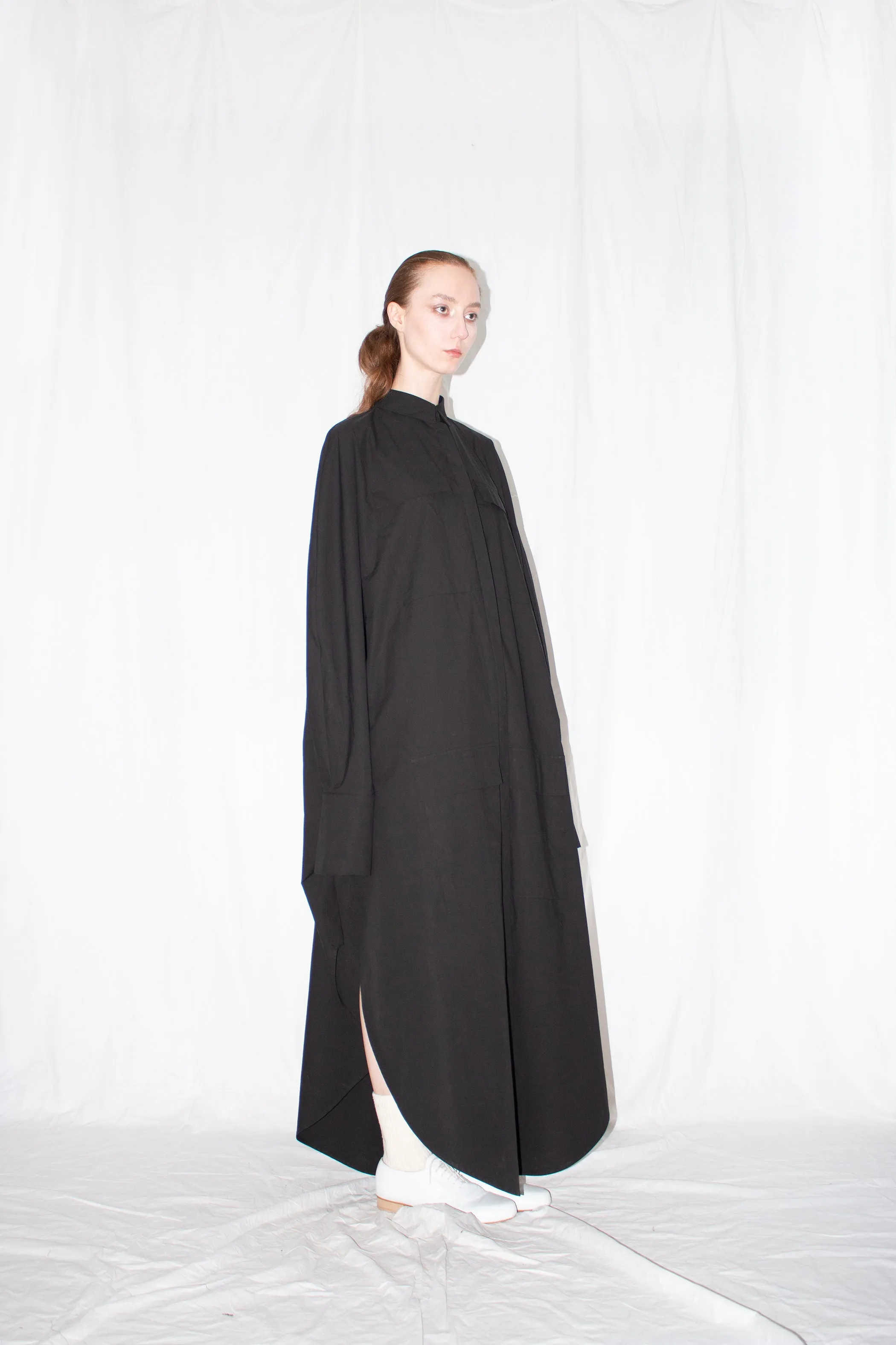 Black Elongated Cloak Shirt