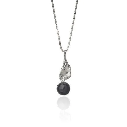 Black lava tear necklace - Short