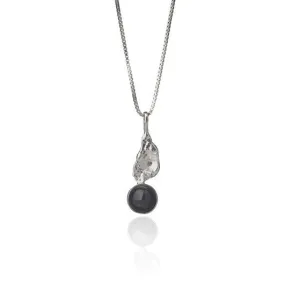 Black lava tear necklace - Short