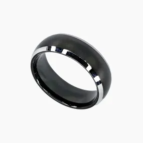 Black Tungsten Ring with Beveled Edges