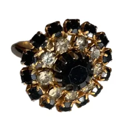 Blue Rhinestone Cocktail Ring circa 1960s 7