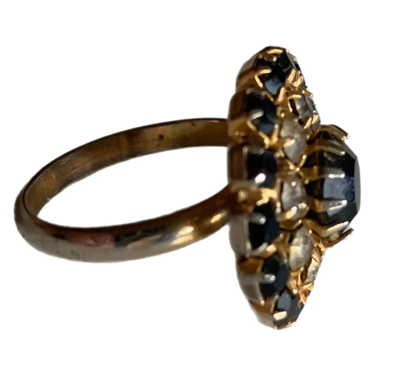 Blue Rhinestone Cocktail Ring circa 1960s 7