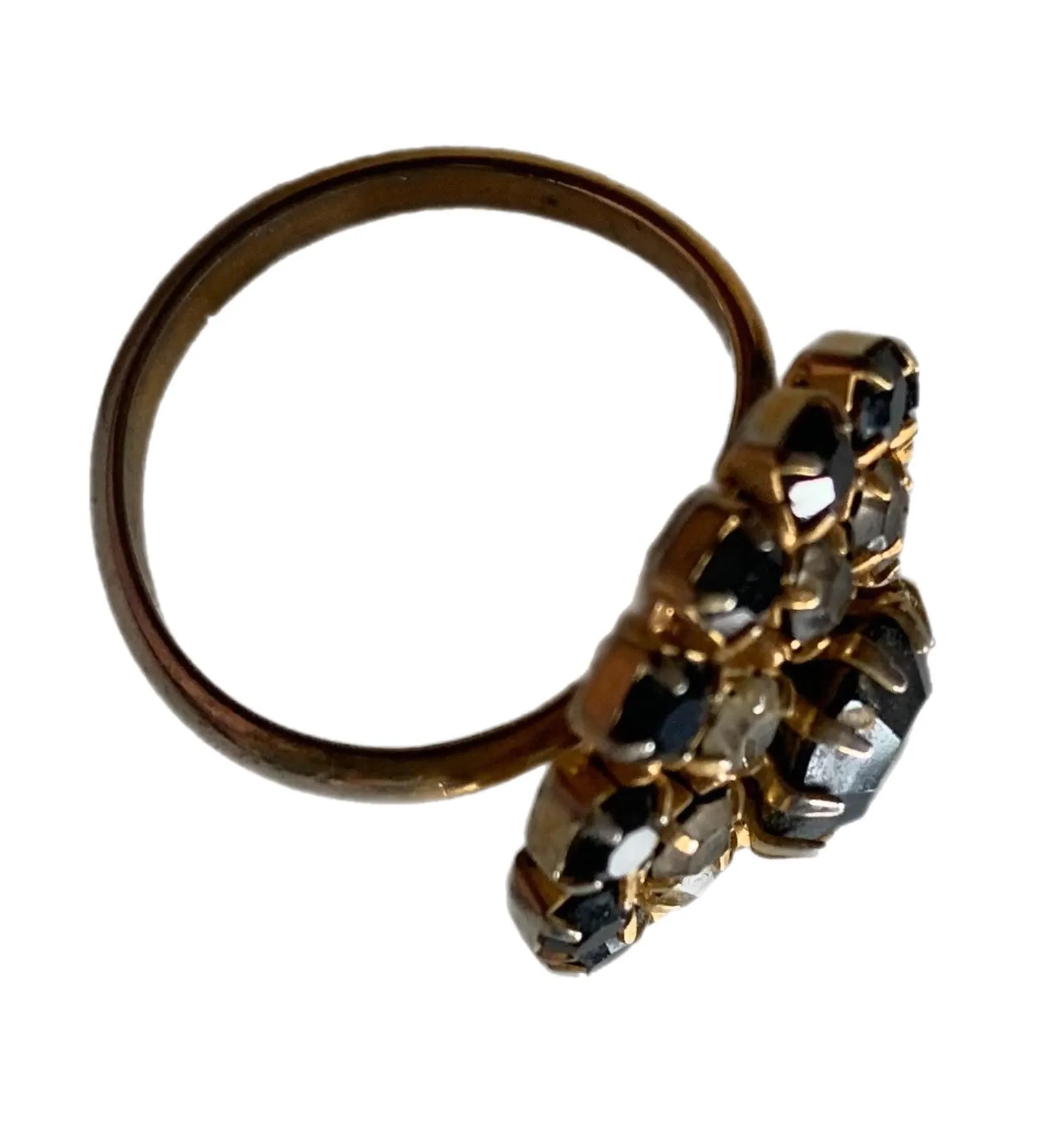 Blue Rhinestone Cocktail Ring circa 1960s 7