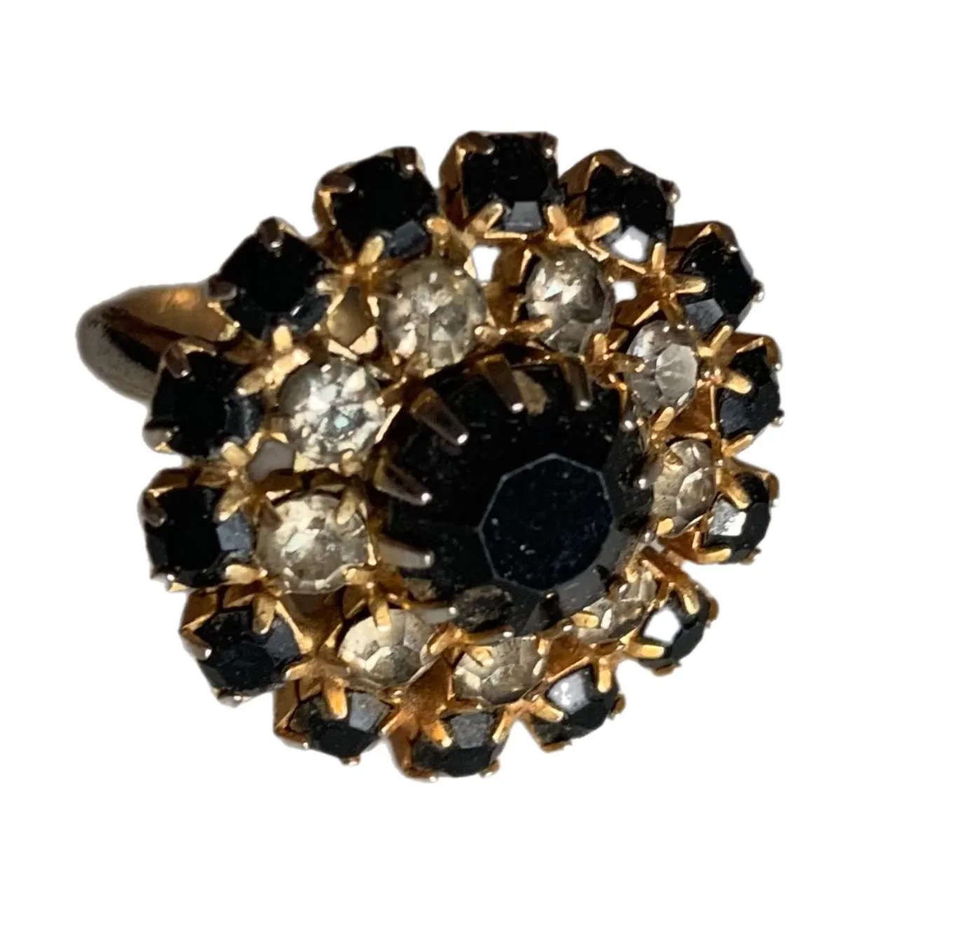 Blue Rhinestone Cocktail Ring circa 1960s 7