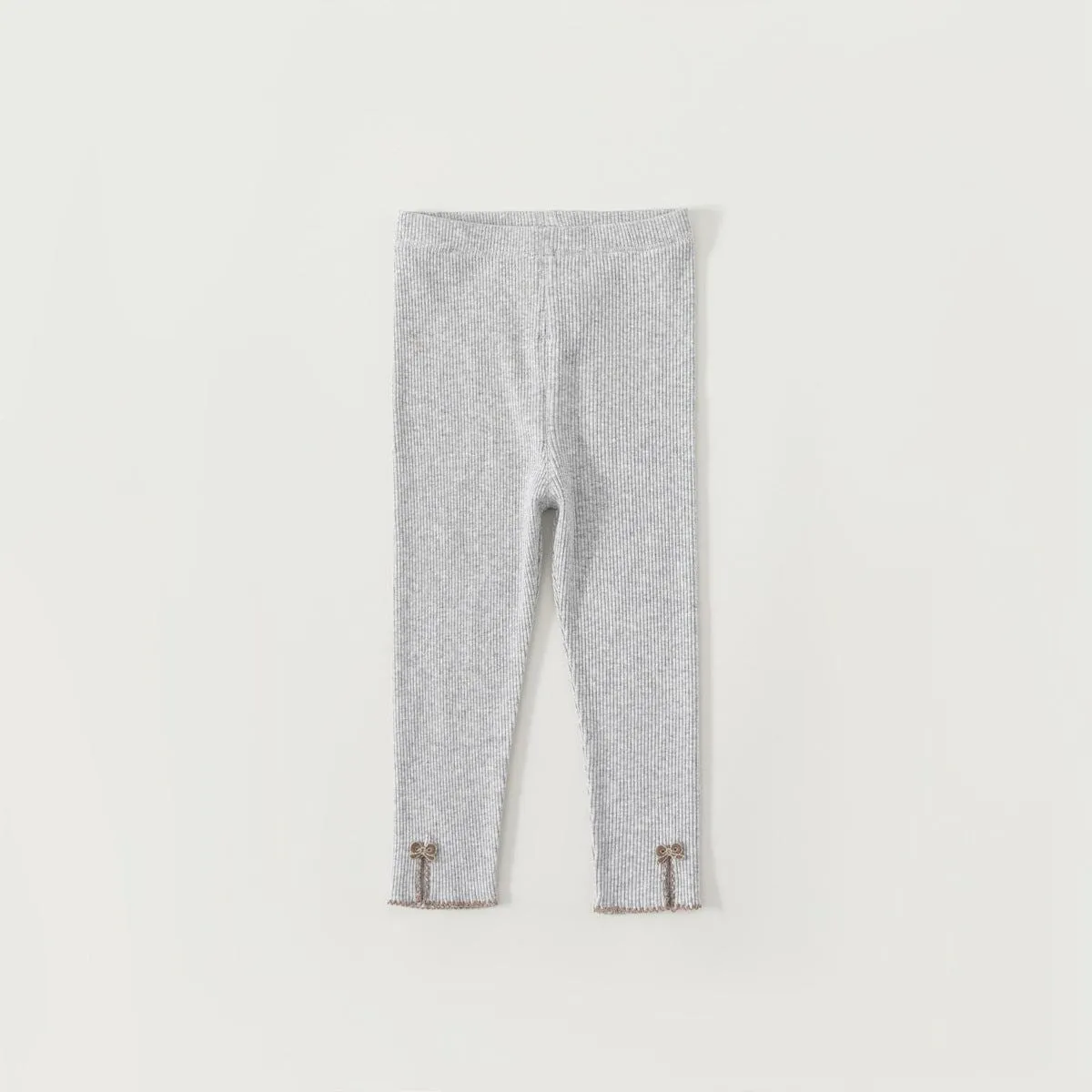 Bowknot Ribbed Slit Leggings