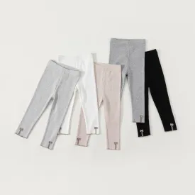Bowknot Ribbed Slit Leggings