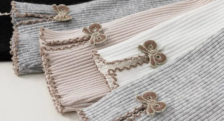 Bowknot Ribbed Slit Leggings
