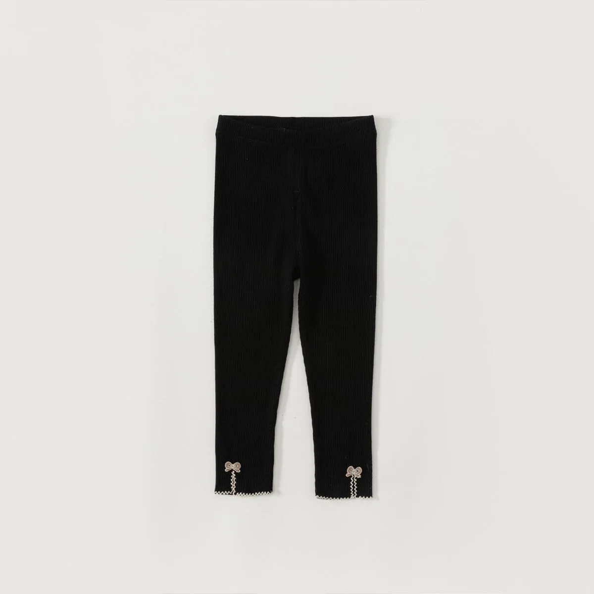 Bowknot Ribbed Slit Leggings