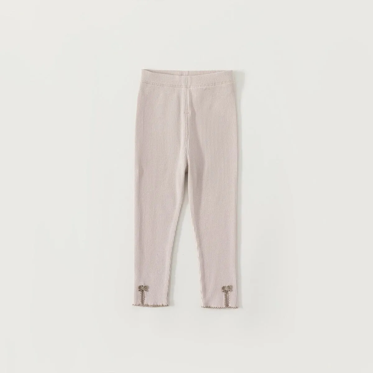 Bowknot Ribbed Slit Leggings