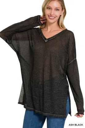 Burnout Dolman Sleeve V-Neck Top