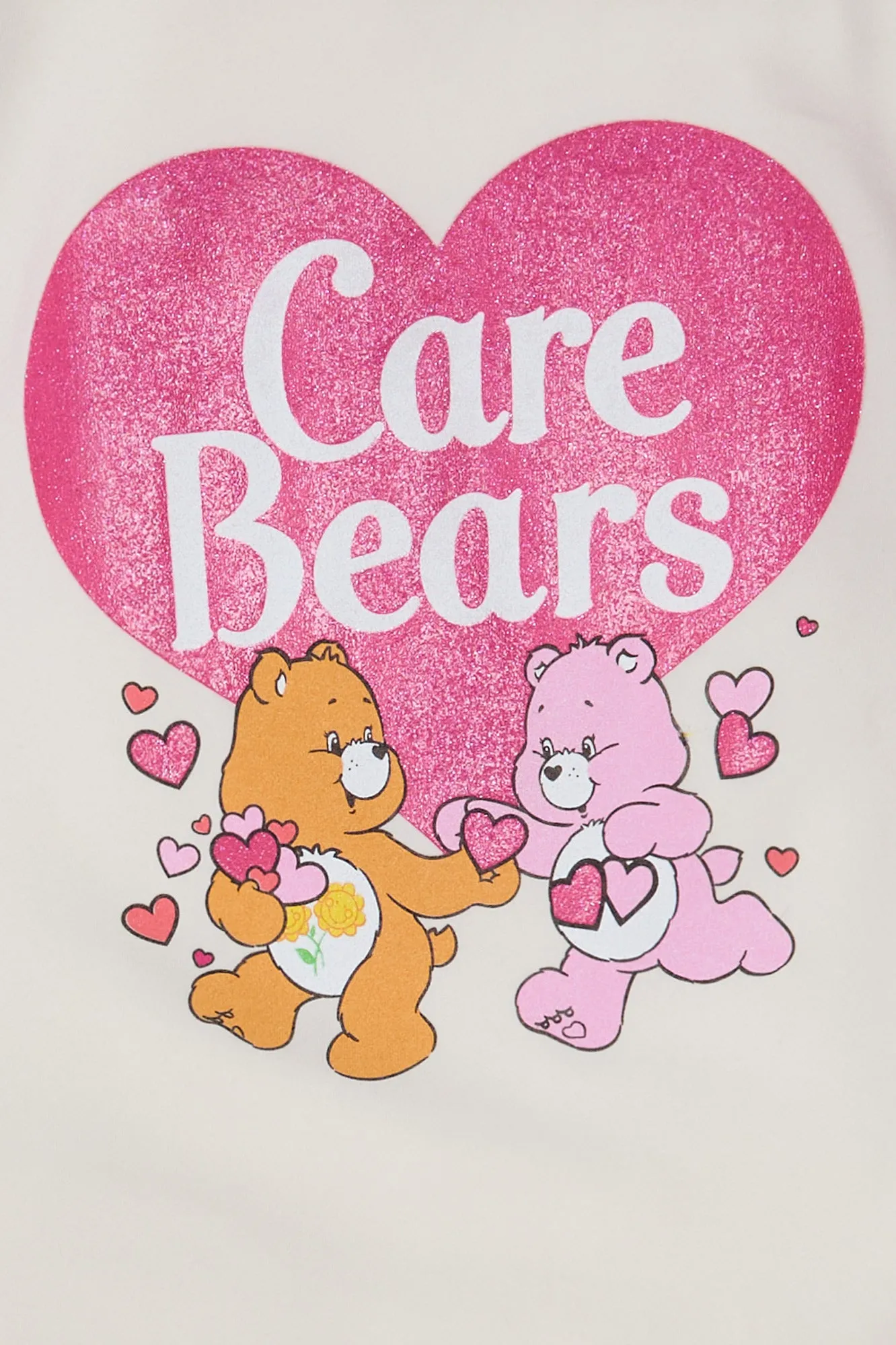 Care Bears Heart Graphic Glitter Crew Neck Sweatshirt