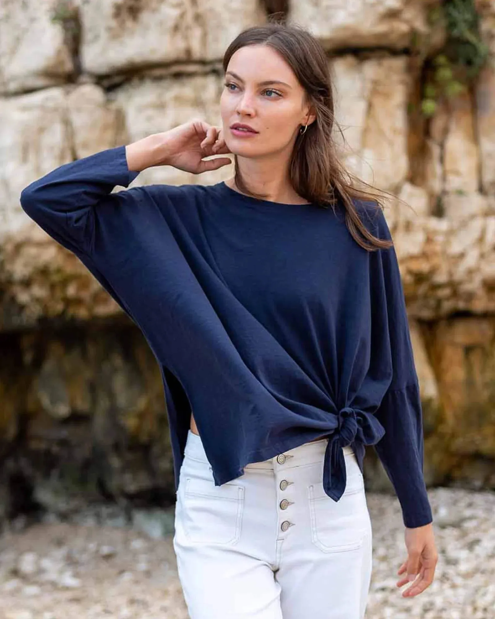 Catalina Slub Tee in Navy